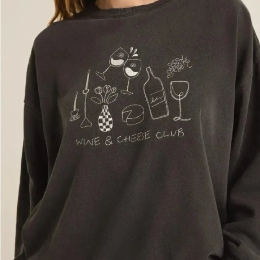 NEW Z SUPPLY Wine Club Sunday Graphic Sweatshirt